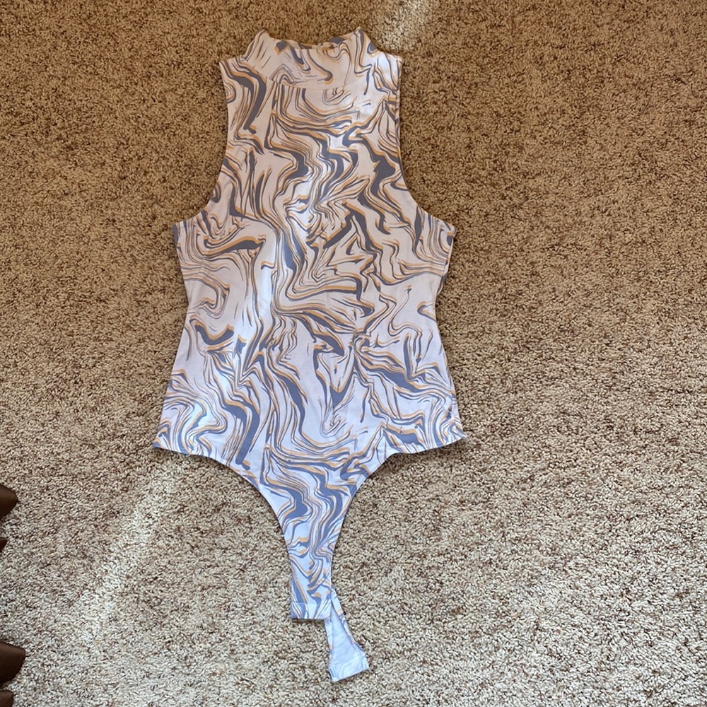 Asos Design marble print mock neck bodysuit